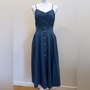 Romantic Denim Country Cowgirl Cottagecore Boho Strappy Dress size 10
